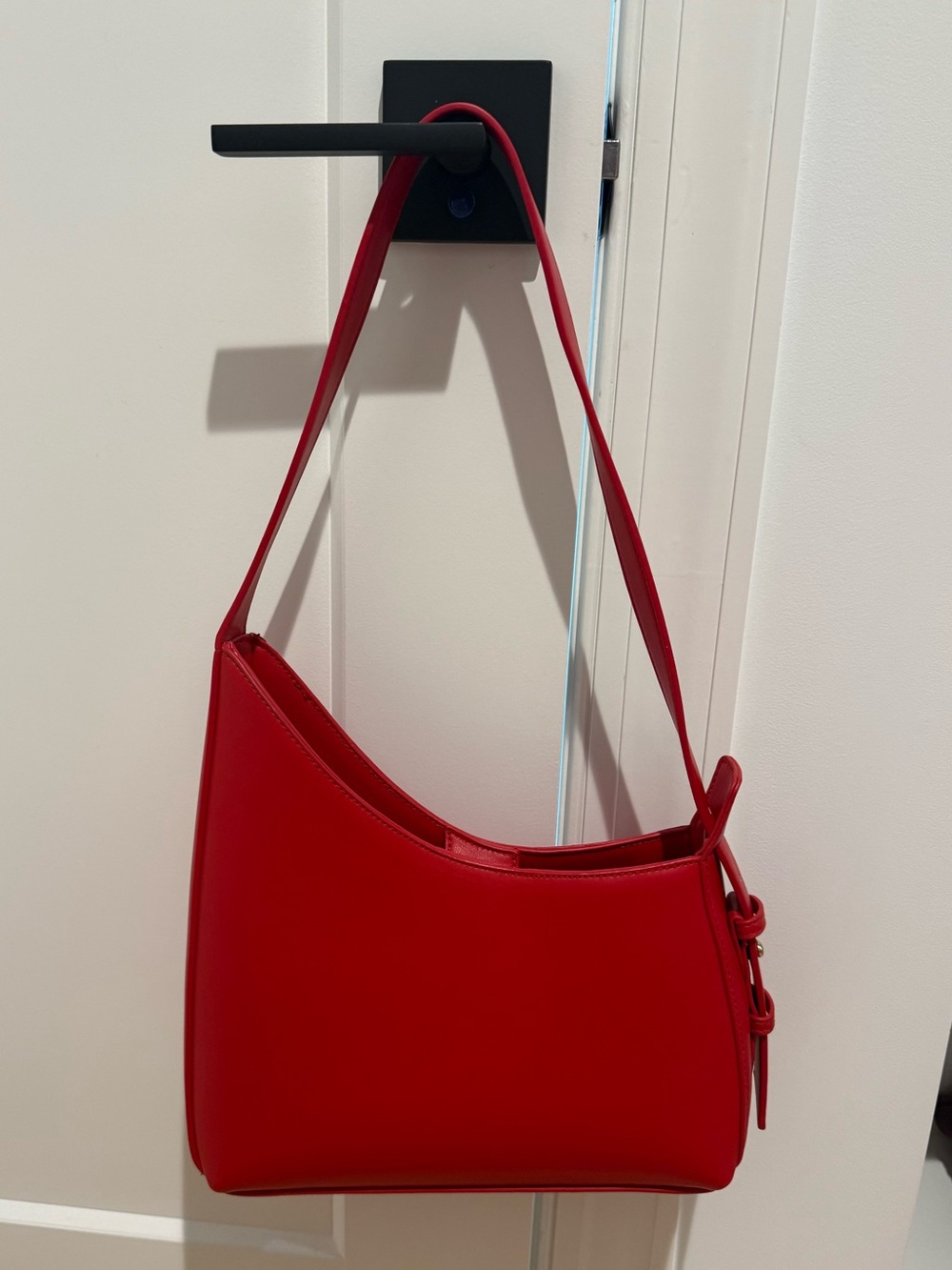 Red Anthropologie Noemi Asymmetrical Buckle Shoulder Bag